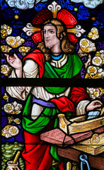 Stained Glass - Jesus Christ as a carpenter