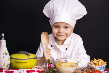 Chef cooked cheese soup