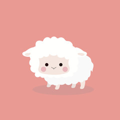 Naklejka premium Cute sheep in flat style.