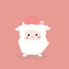Cute sheep in flat style.