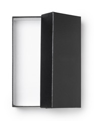 Opened empty paper box isolated on white background