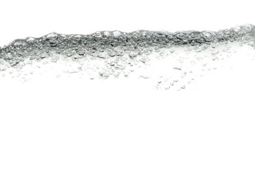 Water splash,and bubbles of air show the motion on white  background