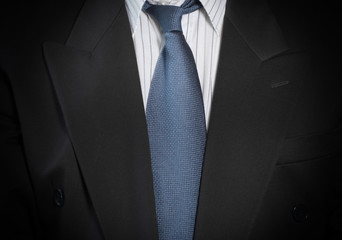 Business suit and tie detail.