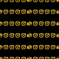 Geometric black and gold seamless pattern
