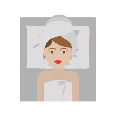 Woman with towel icon. Spa center healthy lifestyle and care theme. Isolated design. Vector illustration