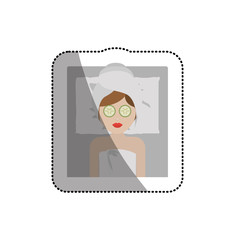 Woman with towel icon. Spa center healthy lifestyle and care theme. Isolated design. Vector illustration