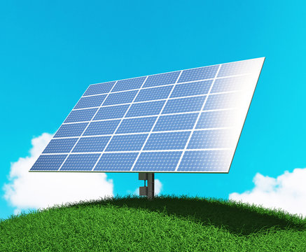 Pannello fotovoltaico o solare su collina 