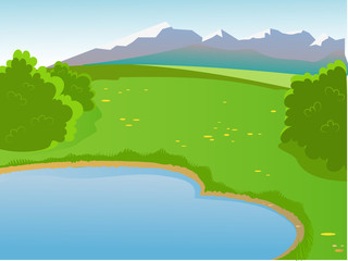 Obraz premium Summer landscape. Landscape with a pond. T