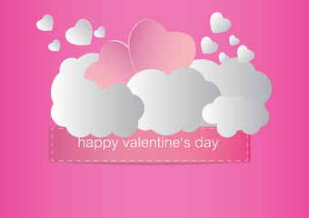 Concept of Valentine day, heart shape with Love message , Paper art and craft style.