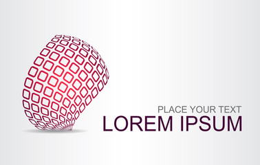 Logo stylized spherical surface with abstract shapes