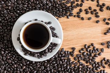 coffee cup and coffee beans