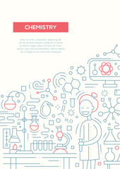 Chemistry - line design brochure poster template A4
