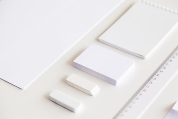 Blank stationery and corporate identity set on white background. Template for design presentations. Branding Mock-Up.