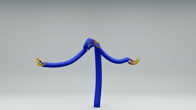 Animated inflatable blue tubeman advertising puppet