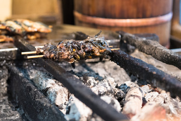 eel liver grilled on hot charcoal