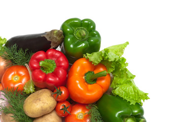 ripe vegetables on white background