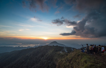 Mountain valley during sunrise. Natural summer landscape.