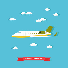 Vector illustration of aircraft delivery concept design element, flat style