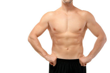 Fototapeta premium Sexy male trunk isolated on white