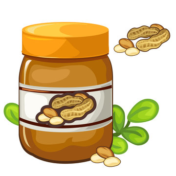Jar of peanut butter on a white background. Vector