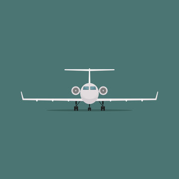Vector image of a passenger plane in flat style. Front view.