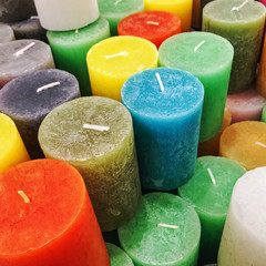 Decorative candles colorful texture.