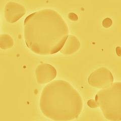 Background texture of fresh yellow Swiss cheese with holes, digital illustration art work.