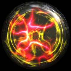 Crystal ball filled with plasma, digital illustration art work.