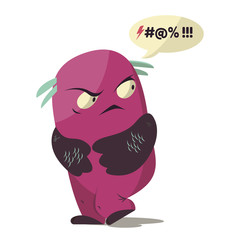 Angry swearing monsters in a flat style. Colorful angry characters
