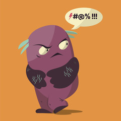 Angry swearing monsters in a flat style. Colorful angry characters