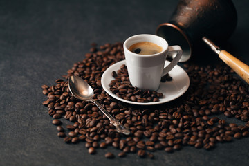 Turkish coffee in a ceramic mug