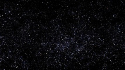 Slow flight through the space full of stars. Dolly in camera movement.