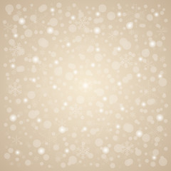 Christmas & New Year snow pattern. Brown and white winter holiday illustration. Vector snowflakes background