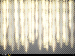 Sparkling glitter threads.  lines of particles with shimmering light blurs. curtain backdrop  shiny sequins or fashion strass drops Christmas, New Year decor on transparent background