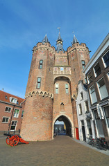Fototapeta premium The Sassenpoort (English: Sassen gate) - gatehouse in the citywall of Zwolle in Netherlands 