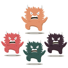 Set of Angry swearing monsters in a flat style. Colorful angry characters. - 131655005