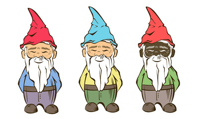 Set of colourful Vector garden gnome.For garden services logo - 131655054