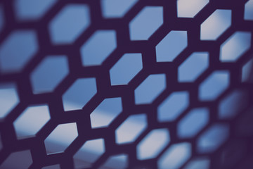 geometry background, Hexagon metal grill shallow depth of field