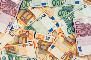 Euro banknotes pile