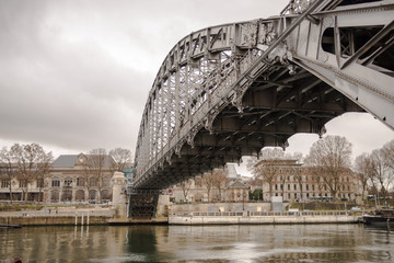 Paris, view of the Seine with Austerlitz bridge, raining