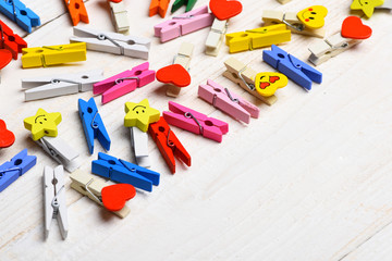 colorful clothespins with yellow stars