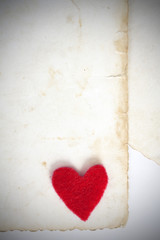 Empty photography and felt empty heart - Valentine background