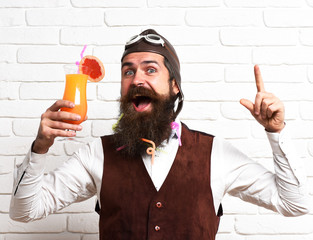 Fototapeta premium happy handsome bearded pilot
