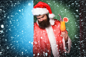upset bearded santa claus man