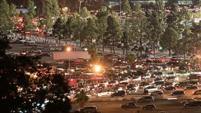Parking Lot Traffic Jam 08 Time Lapse Night California USA