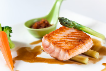 Norway salmon fillet with asparagus