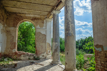 Terrace with columns, an abandoned manor of Earl Voeikov