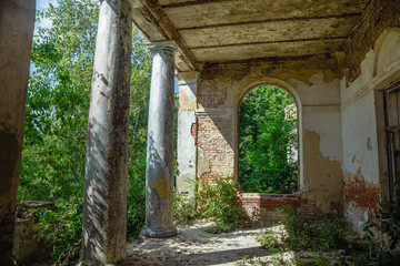 Terrace with columns, an abandoned manor of Earl Voeikov