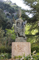 Statue abat Olibe (fundator of Montserrat), Catalonia, Spain