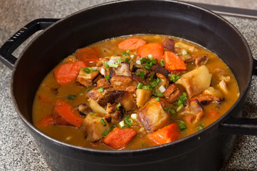 Curry pork with carrots, potatoes